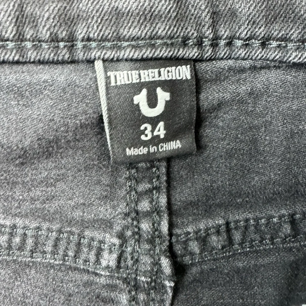 True Religion Mick Slouchy Skinny Distressed Moto Mens Stretch Jeans Black 34X31